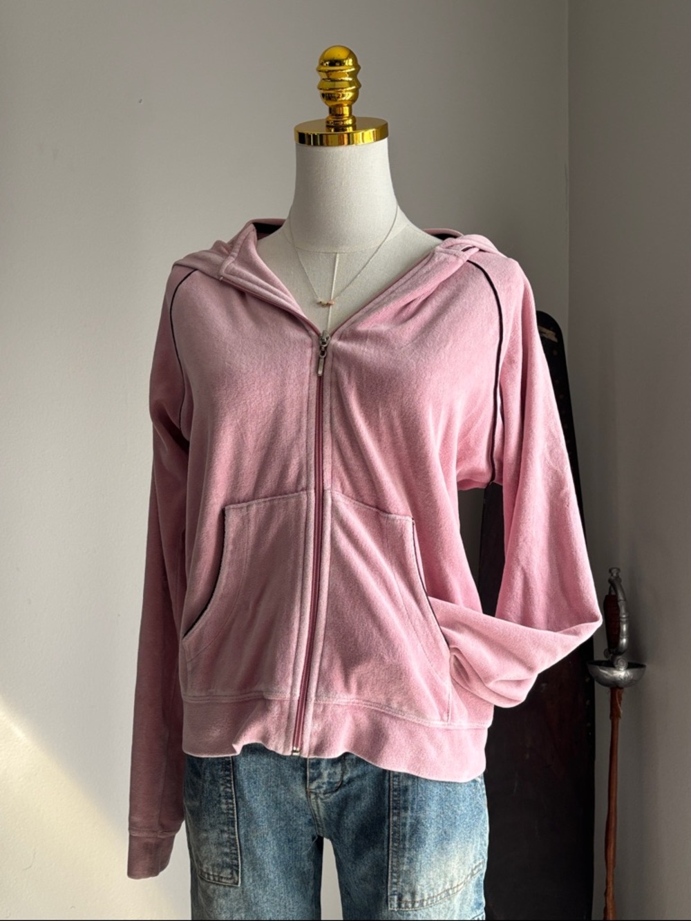 Classic Pink Zip-Up Hoodie - Women